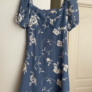 Altar'd State Blue Puff Sleeve Wrap Sundress